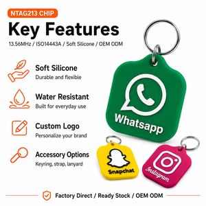 Etiquetas RFID NFC de Silicona para Redes Sociales, Etiqueta RFID Ntag213 con <span class=keywords><strong>URL</strong></span> para Reseñas en Instagram y Facebook - Product Image 5