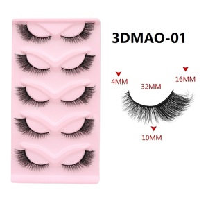 Vente en gros des faux cils les plus populaires, 5 paires, série œil de chat 3D, faits à la main, en fausse fourrure de vison, avec logo personnalisé - Product Image 3