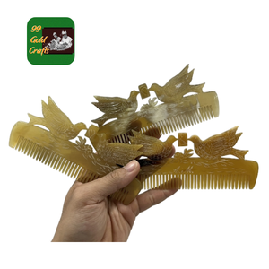 หวีเขาสัตว์ธรรมชาติแบบพรีเมี่ยมสำหรับแต่งเคราและดูแลเส้นผมหวีควายทำมือป้องกันไฟฟ้าสถิตย์สำหรับนวดหนังศีรษะและผ่อนคลาย - Product Image 5