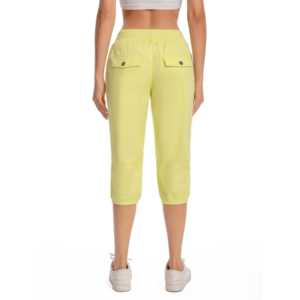 Pantalon de jogging court léger vert lime pour femme, idéal pour le sport, le fitness et le yoga, avec cordon de serrage à la taille, extensible, doux, en polyester - Product Image 5