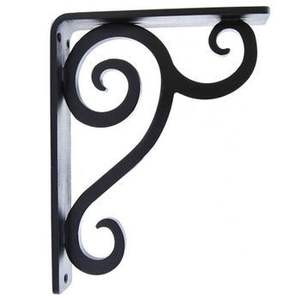 Soporte de estante de hierro fundido vintage elegante de desplazamiento simple Colgador de planta o campanas de viento - Product Image 1