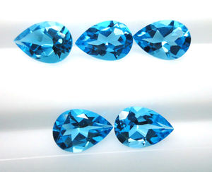 Piedra preciosa de Topacio Azul suizo genuino, forma de pera suelta, Topacio Azul suizo, piedra cortada facetada para hacer joyas - Product Image 2