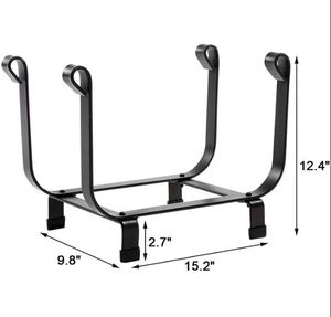 Antique <b>Wooden</b> <b>Log</b> Rack in Black Vintage Style Finished Ideal for Indoor Household Fireplace <b>Storage</b> and Supplies - Product Image 4