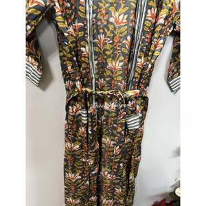 Robe Kimono en Coton Imprimée à la Main, Motif Floral Indien, Peignoir de Nuit, Robe de Bain Douce Tissée avec Cordon de Serrage pour l'Été, Taille Unique - Product Image 4