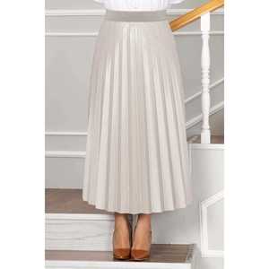 Soft Satin Hijab <b>Skirt</b> with <b>Elastic</b> Waist Pleated Embroidered Mid-Length Breathable Fit Silhouette Digital Printed Stones - Product Image 2