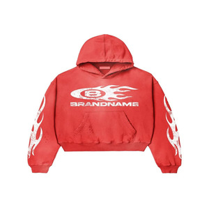 Sweat à capuche personnalisé 450 g/m² en coton lourd pour hommes, délavé à l'acide, brodé en détresse et déchiré, doublé de satin. - Product Image 1
