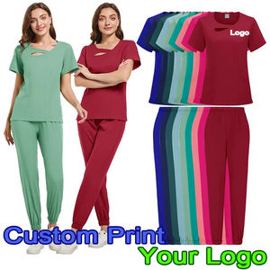 Conjunto médico de ajuste cómodo para mujer, pantalones deportivos de marca personalizada de algodón, uniformes hospitalarios - Product Image 5