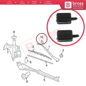 หัวฉีดน้ำล้างกระจกหน้ารถแบบคู่ BSP534 2 ชิ้น สำหรับรถบรรทุก P G R T ซีรีส์ เทอร์ราซ่า อัพแลนเดอร์ มอนทาน่า - Product Image 5