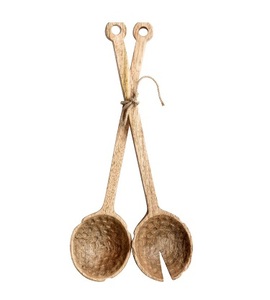 Utensilio de cocina casero Tenedor de cocina Cocina Espátula de madera de teca natural Cuchara de drenaje Herramienta - Product Image 3
