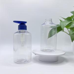 ब्लू पंप डिस्पेंसर कस्टम लोगो हैंड सैनिटाइज़र कंटेनर के साथ थोक 500 मिलीलीटर स्पष्ट पालतू बोतलें घर और वाणिज्यिक उपयोग के लिए - Product Image 1