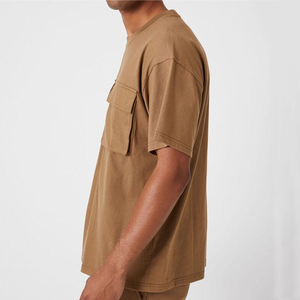 Venta al por mayor 97 algodón <span class=keywords><strong>3</strong></span> Spandex camisetas en blanco High Street grueso 300 Gsm camiseta para hombres con bolsillo - Product Image 3