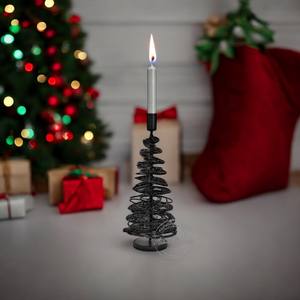 Porte-bougie en bois festif avec des accents de renne en métal et de sapin de Noël, centre de table artisanal pour la décoration de la maison - Product Image 3