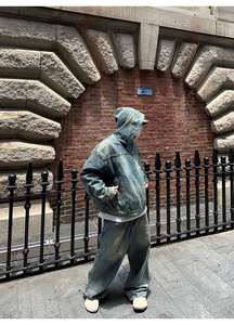 Automne à capuche Denim veste hommes Hip Hop jean manteau rétro jean veste rue décontracté Bomber vestes hommes femmes vêtements d'extérieur à capuche - Product Image 6