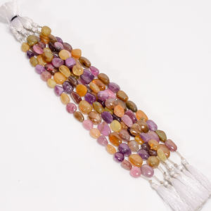 Cuentas de zafiro, cuentas lisas caídas de zafiro múltiple, cuentas de piedras preciosas de zafiro multicolor, cuentas de zafiro para la fabricación de joyas - Product Image 1