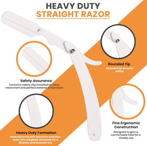 ANAAIF Rasoir professionnel 100% métal blanc à bord droit 100-Pack Lames en acier inoxydable sous forme de poudre pour l'épilation du corps - Product Image 3