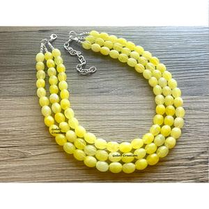 Collier de perles de résine jaune de forme ovale unisexe pour tenue décontractée bijoux de déclaration de mode léger - Product Image 4