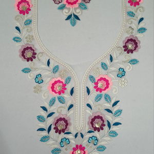 Col de créateur lourd en filet avec motif de paillettes brodées pour blouse de mariage encolure kurti utilisation sur mesure - Product Image 1