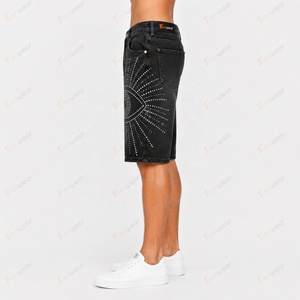 Shorts en jean décontractés pour hommes, vente en gros, sur mesure, taille haute, déchirés, d'été, coupe slim, en coton extensible, tendance - Product Image 4