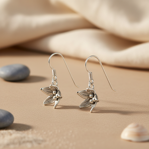 Pendientes de Plata de Ley 925 con Diseño de Flor, Joyería de Moda - Product Image 2