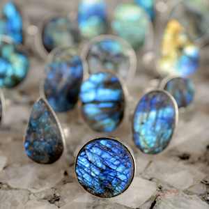 Natural Blue Fire Labradorite Druzy Gemstone <b>Ring</b> Solid 925 Sterling Silver Overlay Handmade <b>Ring</b> Labradorite <b>Statement</b> <b>Ring</b> Lot - Product Image 3