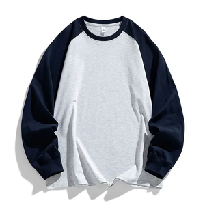 Camiseta de Manga Larga Estilo Raglán para Hombre, Color Sólido, Corte Holgado, Capa Base para Primavera y Otoño, Tejido de 220 Gramos - Product Image 4