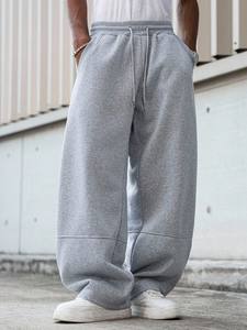 กางเกงจ็อกเกอร์โอเวอร์ไซซ์สีเทากางเกงผู้ชายขาบานกว้างกางเกงวอร์มเอวยางยืดแบบลำลอง - Product Image 4