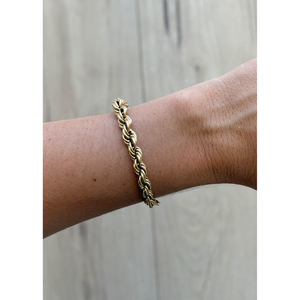 Bold Vintage Gold Plated <b>Rope</b> <b>Chain</b> Bracelet with Pearls and Diamonds Trendy Religious Geometric Pattern for Parties and Gifts - Product Image 5