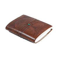 Carnet en cuir véritable style spirale, reliure thermique, 240 pages, bords festonnés et broderie – Meilleur prix – Vente flash