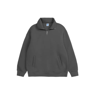 Pull à demi-fermeture éclair en polaire lourde avec logo personnalisé 1/4 pull à quart de fermeture éclair pull à col de chemise pull à col roulé - Product Image 6