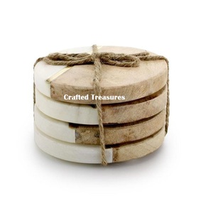 Sous-verre en cuir véritable demandé à la main ensemble de 6 avec support cadeau de luxe pour hommes et femmes pour boissons et tapis et tampons - Product Image 6