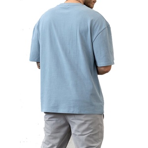 T-shirt en coton bleu clair pour homme, manches courtes, col rond, design uni, tricoté, couleur unie, coupe classique, ROLEIN SPORTS 300g - Product Image 2