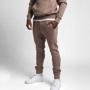 Chándal ajustado de algodón 100% para hombre, pantalones de chándal hasta la rodilla para correr, Sudadera con capucha con chándal de algodón liso en blanco para hombre - Product Image 3