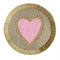 Sous-verre brodé perlé couleur pleine perle de rocaille avec logo design personnalisé élégant sous-verre perlé artisanal par glowin fashion