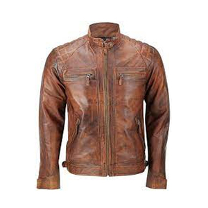 Chaqueta de Cuero Genuino para Hombre, Estilo Motociclista, Corte Ajustado - Product Image 3