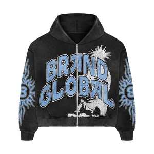 Sudadera con capucha de alta calidad Vintage Washed Streetwear para hombres Diseño personalizado Sun Fade Hot Winter Product-Venta al por mayor Sudaderas con capucha de alta calidad - Product Image 4