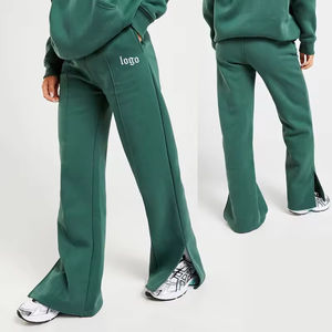 Baggy pantalon ample évasé coton polaire couleur bloc pantalon femmes pantalon de survêtement plaqué cheville coupe personnalisé pantalon de survêtement - Product Image 3