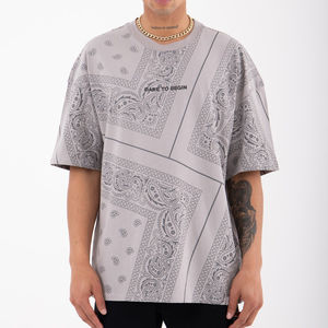 Men's 100% Cotton Drop Shoulder 2023 T-Shirt Ethnic Design Normal Sleeve Casual Urban Custom OEM Printed Streetwear Wholesale - Product Image 1