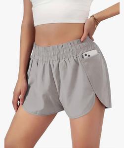 Pantalones cortos de gimnasio de calle alta para mujer, de secado rápido, tamaño personalizado, levantamiento de glúteos, patrón sólido, motorista, Fitness, bolsillos, peinada, antiarrugas, medio - Product Image 2