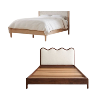 Prix de gros Lit de luxe en bois avec tête de lit en tissu rembourrée Lit King et Queen Size Cadre nordique - Product Image 4