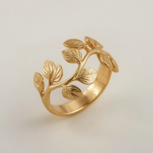 แหวนหมั้นรูปใบไม้ทำด้วยมือสีทอง14K สำหรับผู้หญิงหรูหราเป็นแรงบันดาลใจจากธรรมชาติเครื่องประดับชั้นดีคงทน - Product Image 4