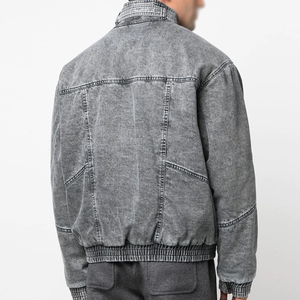 Nouvelle veste en jean pour homme grande taille personnalisée, col montant, délavée et usée - Product Image 4
