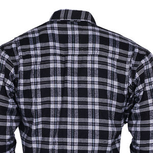 Camisa de Franela Protectora para Motocicleta a Cuadros Blancos y Negros Personalizada, Forro Completo de Aramida, Insertos de Armadura CE Extraíbles, Logotipo Personalizado - Product Image 6