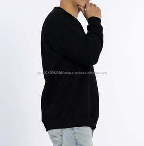 เสื้อสเวตเชิ้ตแขนยาวสำหรับผู้ชายสีดำล้วนเสื้อมีฮู้ดและสเวตเชิ้ตผ้าคอตตอนเนื้อหนาสำหรับผู้ชาย - Product Image 4