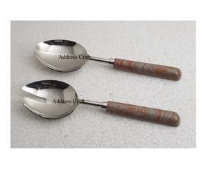 Best Selling Salad Server Set With Resin Handle Home Hotel Use Kitchen Tool Steel Cutlery Set Hotel <b>Serving</b> <b>Spoon</b> Fork Flatware - Product Image 5