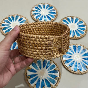 ชุดจานรองแก้วลายมุกสีน้ำเงิน งานฝีมือฝังเปลือกหอย สำหรับตกแต่งโต๊ะอาหารสุดหรู รับผลิตแบบ OEM ODM ขายส่ง - Product Image 5