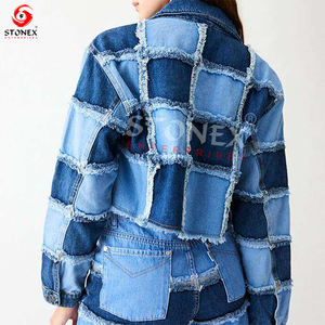 2023 Women's Stylish Tops Cotton-Filled New Fashion Patchwork Denim Jacket <b>Coat</b> Vintage Long Sleeves <b>Button</b>-Up Design Short - Product Image 3