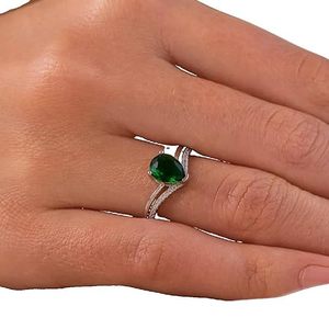 Bague femme émeraude naturelle et pierre précieuse CZ mai pierre de naissance fiançailles minimaliste minuscule bijoux faits à la main bague en argent sterling 925 - Product Image 2