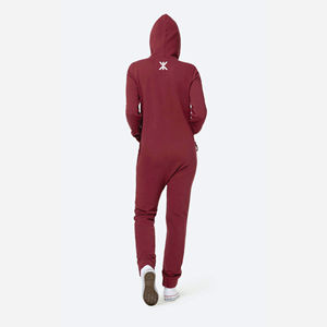 80% coton 20% Polyester dos brossé coton à l'intérieur deux voies YKK qualité fermeture éclair vin rouge unisexe Original Onesie - Product Image 5