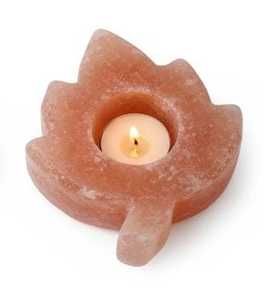 Portavelas de Sal del Himalaya con Forma de Hoja para Decoración del Hogar, Ambiente de Spa y Relajación, Meditación para el Amor - Product Image 2