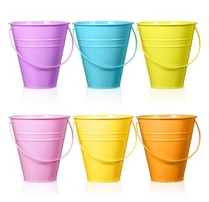 Handmade Iron <b>Metal</b> Pail <b>Bucket</b> with Handle Enamel Color For Indoor & Outdoor Decor Planter Multi Usable Pail <b>Bucket</b> - Product Image 1